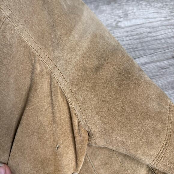 Vintage 90s Distressed Suede Bomber Jacket Grunge Pelle Primo - Picture 7 of 11